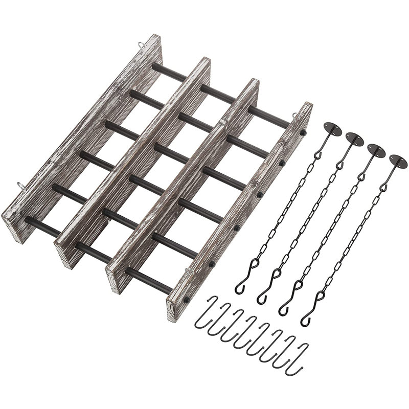 Gracie Oaks Ceiling Mounted Wooden Hanging Pot Rack & Reviews Wayfair